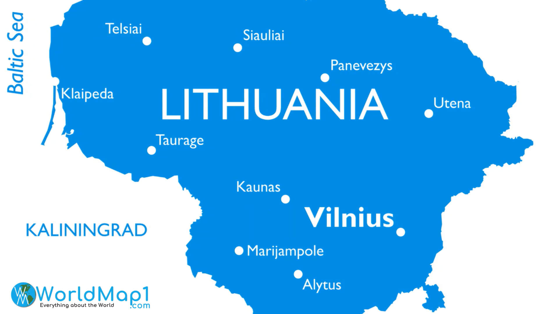 Lithuania Main Cities Map